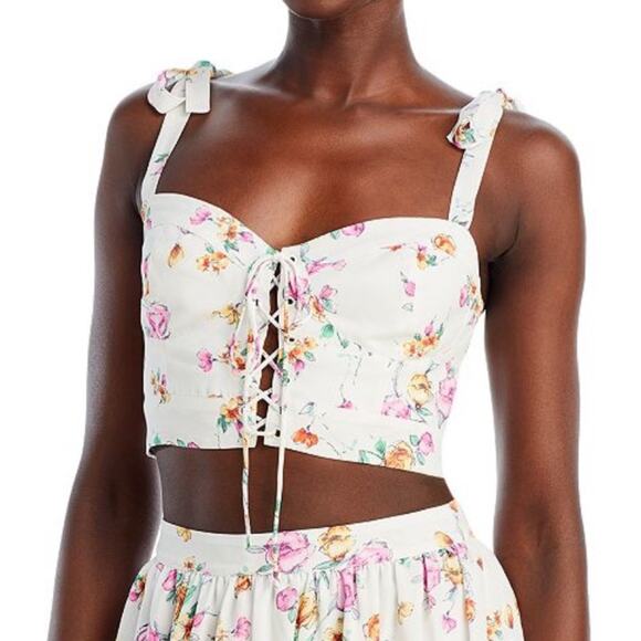 Wayf Tops - Wayf Seanna floral crop top white - Medium